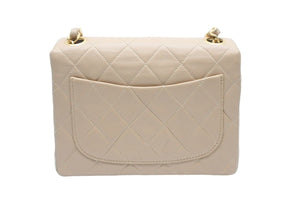 CHANEL シャネル ヴィンテージ ミニマトラッセチェーンショルダーバッグ 1番台 ベージュ ゴールド金具 美品 中古 46861