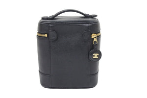 CHANEL シャネル ハンドバッグ ココマーク バニティ CH220051 7番台 02年 ブラック ゴールド金具 美品 中古 46862