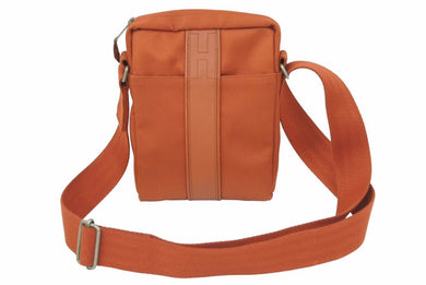 HERMES エルメス アカプルコ バンドリエール ショルダーバッグ キャンバス オレンジ シルバー金具 美品 中古 46899 正規品