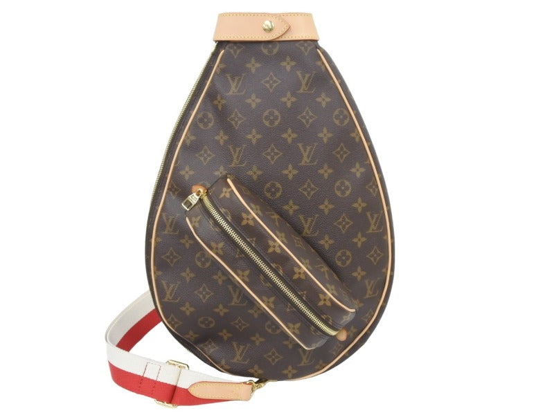 LOUISVUITTON ルイヴィトン エテュイラケットテニス ケース バッグ GI0788 PA2250 ブラウン ホワイト レッド 美品 中古 46902