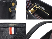 Load image into Gallery viewer, THOM BROWNE トムブラウン バケツ型 2WAYバッグ ショルダーバッグ ハンドバッグ レザー ブラック ゴールド金具 美品 中古 46912