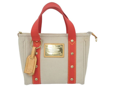 LOUIS VUITTON ルイ・ヴィトン ハンドバッグ アンティグア カバPM M40038 ベージュ レッド 金具 中古 46962