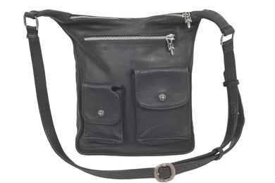 CHROME HEARTS クロムハーツ Fスリンガー レザー ショルダーバッグ ブラック シルバー925 斜め掛け シルバー金具 中古 46967