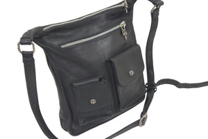 CHROME HEARTS クロムハーツ Fスリンガー レザー ショルダーバッグ ブラック シルバー925 斜め掛け シルバー金具 中古 46967