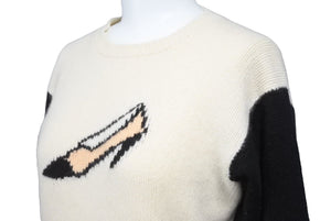 CHANEL シャネル ニット・セーター 95A P05573V00254 ヒール カシミヤ ニット セーター 42 ホワイト ブラック美品 中古 46972