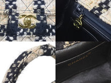 Load image into Gallery viewer, 未使用 シャネル CHANEL マトラッセ 親子バッグ フルセット 3番台 バッグ ツイード ネイビー ゴールド 金具 中古 46980
