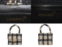 Load image into Gallery viewer, 未使用 シャネル CHANEL マトラッセ 親子バッグ フルセット 3番台 バッグ ツイード ネイビー ゴールド 金具 中古 46980