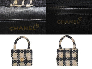 未使用 シャネル CHANEL マトラッセ 親子バッグ フルセット 3番台 バッグ ツイード ネイビー ゴールド 金具 中古 46980