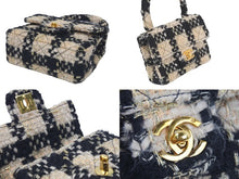 Load image into Gallery viewer, 未使用 シャネル CHANEL マトラッセ 親子バッグ フルセット 3番台 バッグ ツイード ネイビー ゴールド 金具 中古 46980