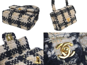未使用 シャネル CHANEL マトラッセ 親子バッグ フルセット 3番台 バッグ ツイード ネイビー ゴールド 金具 中古 46980