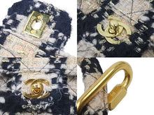Load image into Gallery viewer, 未使用 シャネル CHANEL マトラッセ 親子バッグ フルセット 3番台 バッグ ツイード ネイビー ゴールド 金具 中古 46980