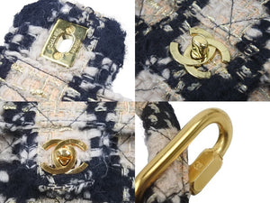 未使用 シャネル CHANEL マトラッセ 親子バッグ フルセット 3番台 バッグ ツイード ネイビー ゴールド 金具 中古 46980