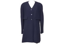 Load image into Gallery viewer, デッドストック 極美品 CHANEL シャネル ヴィンテージ ノーカラー コート 96P P06302V04615 ネイビー サイズ44 中古 46992