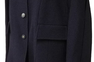 デッドストック 極美品 CHANEL シャネル ヴィンテージ ノーカラー コート 96P P06302V04615 ネイビー サイズ44 中古 46992