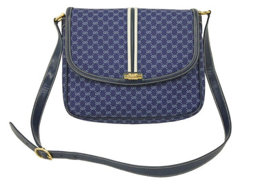 グッチ GUCCI GGキャンバス ショルダーバッグ ネイビー 金具 レディース 中古品 46995
