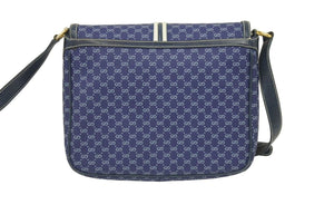 グッチ GUCCI GGキャンバス ショルダーバッグ ネイビー 金具 レディース 中古品 46995