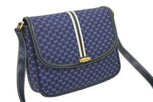 グッチ GUCCI GGキャンバス ショルダーバッグ ネイビー 金具 レディース 中古品 46995