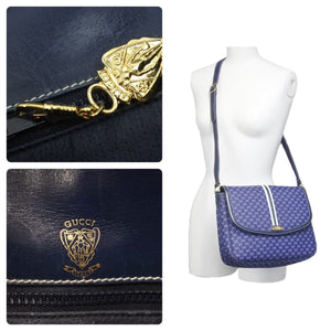 グッチ GUCCI GGキャンバス ショルダーバッグ ネイビー 金具 レディース 中古品 46995
