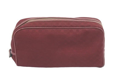 GUCCI グッチ ヴィンテージポーチ GG柄 キャンバス レザー イアリア製 レッド ゴールド金具 良品 中古 47001 