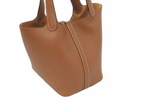 新品未使用 エルメス ピコタンロックPM U刻印 18 トリヨンクレマンス ゴールド シルバー金具 ハンドバッグ 中古 47008