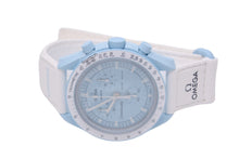 Load image into Gallery viewer, OMEGA オメガ Swatch スウォッチ ミッション トゥ ウラヌス バイオセラミック ムーンスウォッチ ライトブルー 美品 中古 47015