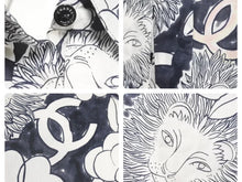 Load image into Gallery viewer, CHANEL シャネル ライオンフラワー柄 セットアップ 長袖シャツ スカート P37785V27395 M6895 白 ネイビー サイズ38 美品 中古 47033