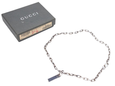 GUCCI グッチ ネックレス あづきチェーン4面カット ロゴプレート アクセサリー イタリア製 52.8g シルバー925 美品 中古 47086 