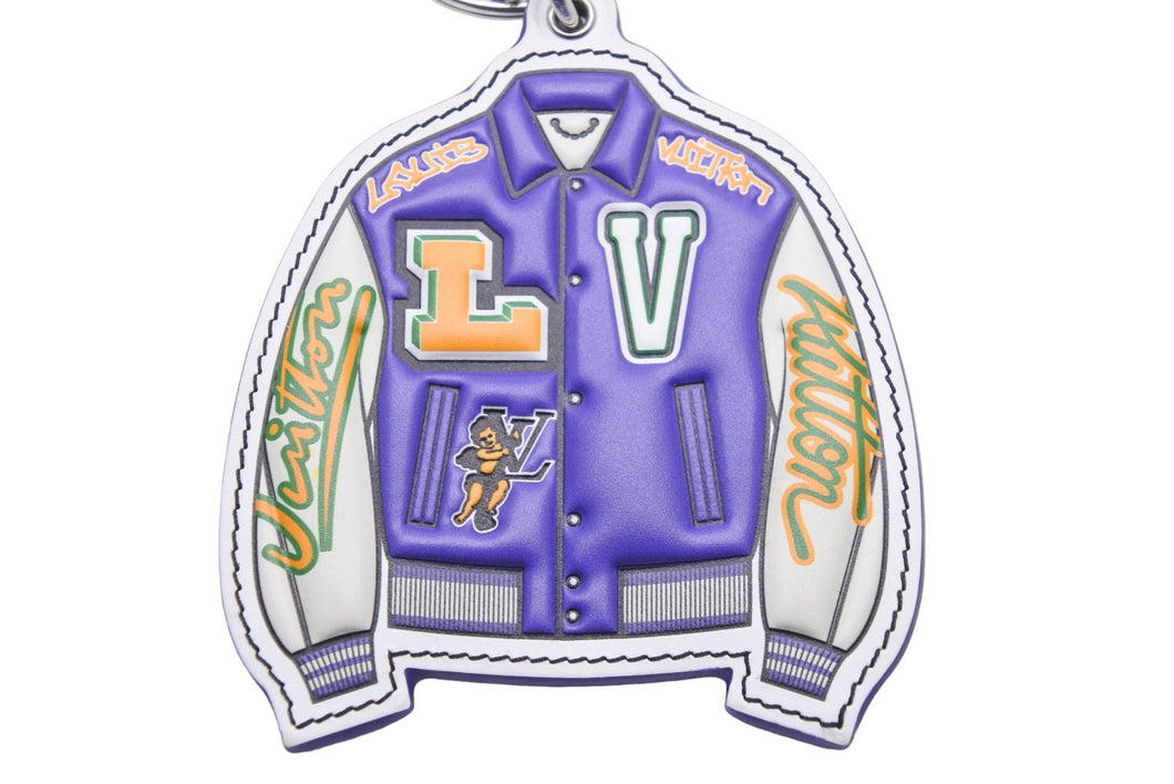 美品 LOUIS VUITTON ポルトクレ LV バーシティジャケット キーホルダー MP3385 パープル×シルバー 中古 47090