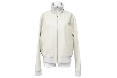 極美品 Louis Vuitton ルイヴィトン レザージャケット H6L03EKL5 ブルレザー キュプラ コットン ホワイト サイズ46 中古 47107