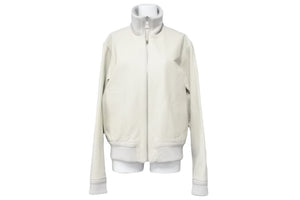 極美品 Louis Vuitton ルイヴィトン レザージャケット H6L03EKL5 ブルレザー キュプラ コットン ホワイト サイズ46 中古 47107