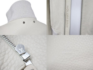 極美品 Louis Vuitton ルイヴィトン レザージャケット H6L03EKL5 ブルレザー キュプラ コットン ホワイト サイズ46 中古 47107