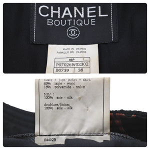 CHANEL シャネル ココマーク ウール セットアップ ブラック 96P シルク スーツ P07026W02302 サイズ38 美品 中古 47110