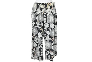 CHANEL シャネル ライオンイラスト パンツ ロングパンツ P37605V27394 M6895 シルク ホワイト ブラック 美品 中古 47125