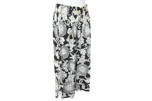 CHANEL シャネル ライオンイラスト パンツ ロングパンツ P37605V27394 M6895 シルク ホワイト ブラック 美品 中古 47125