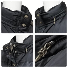 Load image into Gallery viewer, Chrome Hearts クロムハーツ CHクロス総柄ナイロンダウンジャケット クロスパッチ ブラック シルバー925 サイズS 美品 中古 47131