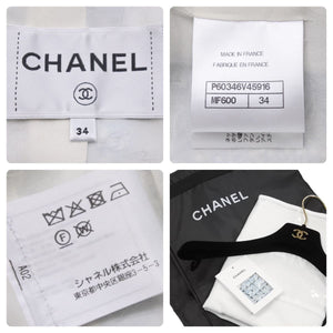 新品同様 CHANEL シャネル LA PAUSA ファンタジーツイードジャケット ランウェイ P60346V45916 ライトブルー サイズ34 中古 47133