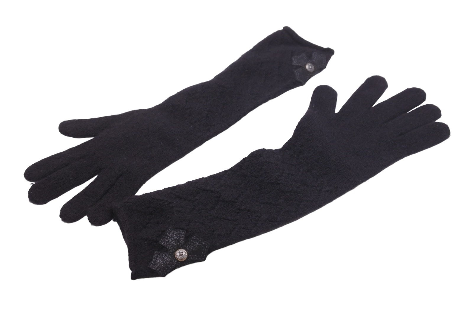 CHROME HEARTS クロムハーツ 手袋 gloves グローブ ロング カシミヤ ブラック シルバー金具 美品  47150