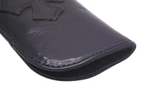 Load image into Gallery viewer, CHROME HEARTS クロムハーツ メガネケース ペンケース 小物入れ クロスパッチ レザー ブラック 良品 中古 47151