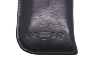 CHROME HEARTS クロムハーツ メガネケース ペンケース 小物入れ クロスパッチ レザー ブラック 良品 中古 47151