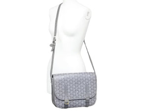 GOYARD ゴヤール ヴェルヴェデールMM 斜め掛けショルダーバッグ PVC レザー グレー シルバー金具 サイズMM 美品 中古 47157