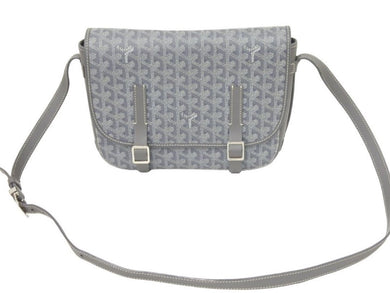 GOYARD ゴヤール ヴェルヴェデールMM 斜め掛けショルダーバッグ PVC レザー グレー シルバー金具 サイズMM 美品 中古 47157