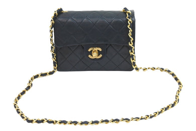 CHANEL シャネル ショルダーバッグ ミニマトラッセチェーンショルダー 1番台 ブラック ラムスキン ゴールド金具 美品 中古 47159
