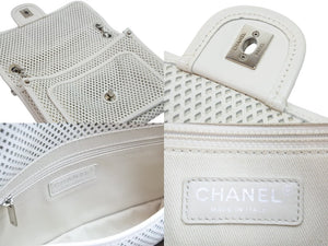 CHANEL シャネル ショルダーバッグ ココマーク チェーンショルダー17番台 ホワイト パンチングレザー シルバー金具 美品 中古 47160