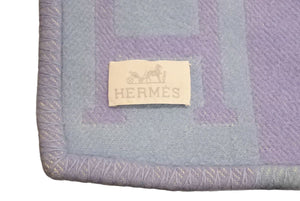HERMES エルメス プレード イターク ストール ブランケット アヴァロンⅢ ウール 水色 ブルー 良品 中古 47195