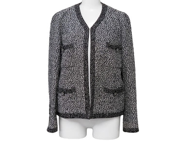 CHANEL シャネル ツイードジャケット ココマークボタン P08662V05287 97C ホワイト ブラック ゴールド金具 サイズ38 美品 中古 47215