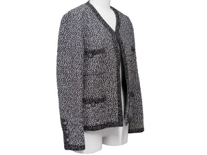 CHANEL シャネル ツイードジャケット ココマークボタン P08662V05287 97C ホワイト ブラック ゴールド金具 サイズ38 美品 中古 47215