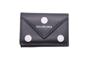 BALENCIAGA バレンシアガ 三つ折り財布 ブラック PAPIER MINI ペーパー ミニ 美品 中古 391446 0ID4N 1092 47220