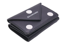 Load image into Gallery viewer, BALENCIAGA バレンシアガ 三つ折り財布 ブラック PAPIER MINI ペーパー ミニ 美品 中古 391446 0ID4N 1092 47220