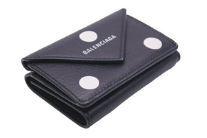 BALENCIAGA バレンシアガ 三つ折り財布 ブラック PAPIER MINI ペーパー ミニ 美品 中古 391446 0ID4N 1092 47220