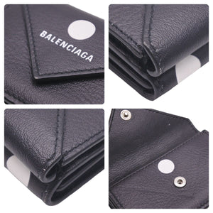 BALENCIAGA バレンシアガ 三つ折り財布 ブラック PAPIER MINI ペーパー ミニ 美品 中古 391446 0ID4N 1092 47220